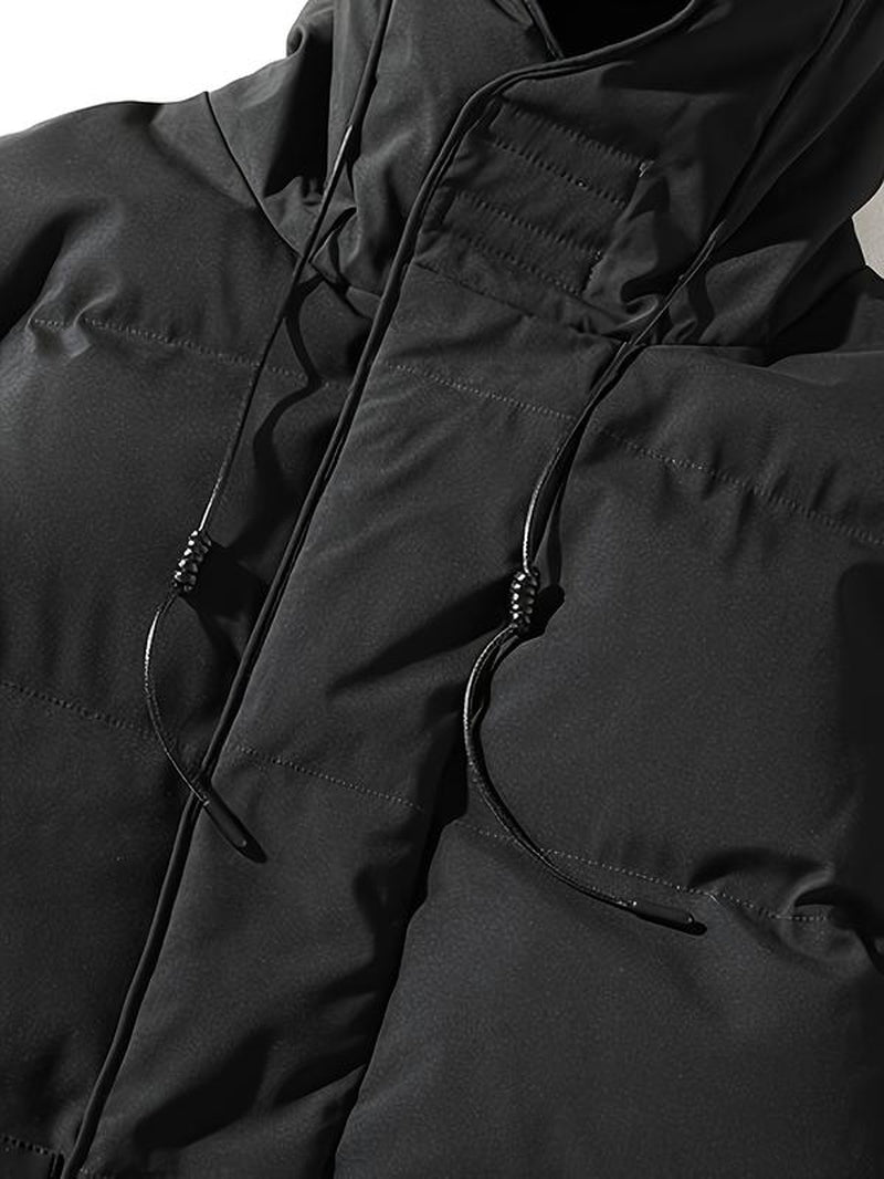 Men'S Thick Winter Warm Coat plus Size Cold Weather Jacket with Hood Long Sleeve Front Button Design Suitable for Extreme Cold Daily & Formal Occasions Durable Winter Clothing Winter Jackets Cold Weather Coats Hooded Casual Coats Black Menswear