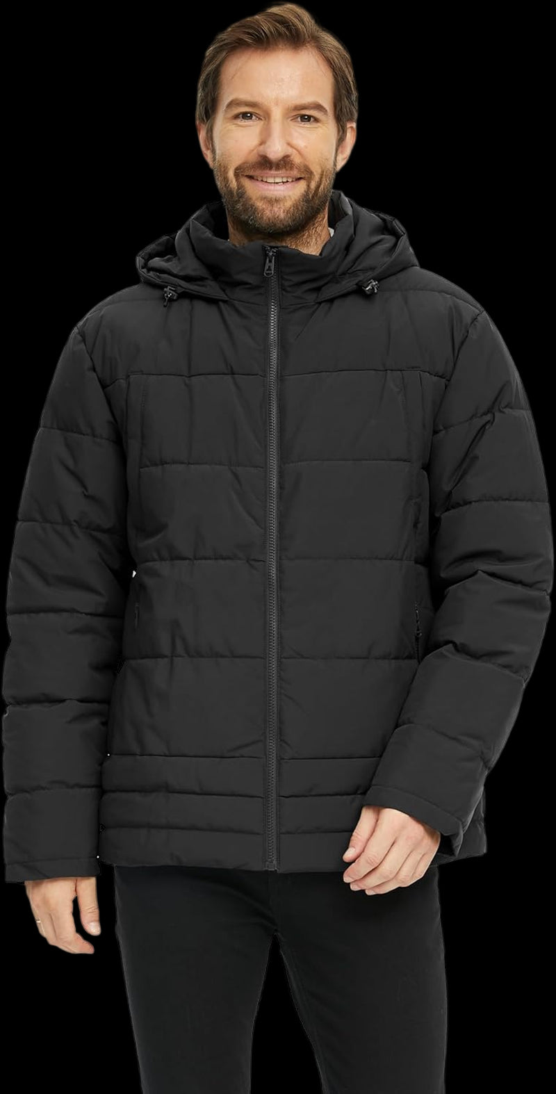 Men'S Thicken Puffer Jacket Padded Waterproof Warm Winter Coat with Hood