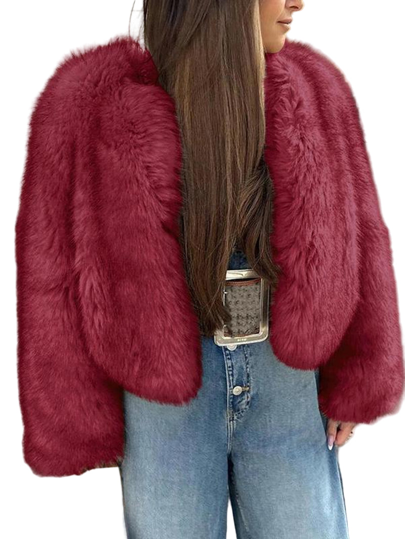 ASANDY Women'S Winter Faux Fur Long Sleeve Coat - Elegant Cold Weather Warmth, Fashionable Outerwear for Comfort Outings