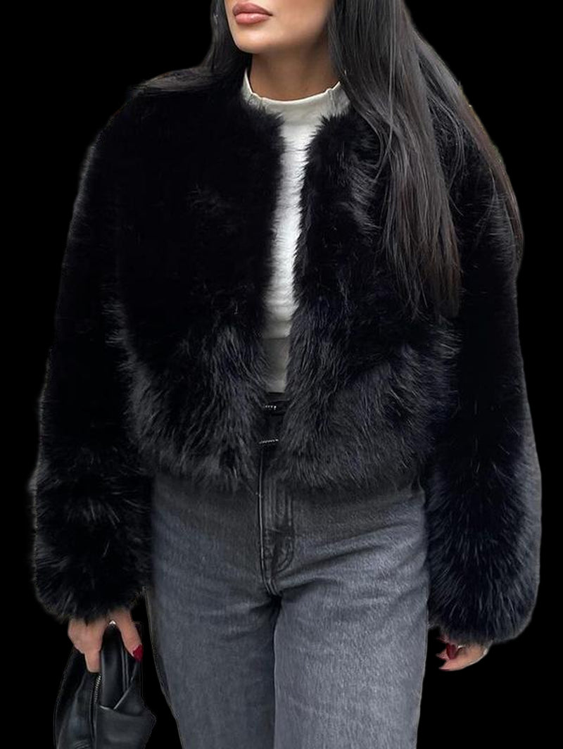 ASANDY Women'S Winter Faux Fur Long Sleeve Coat - Elegant Cold Weather Warmth, Fashionable Outerwear for Comfort Outings