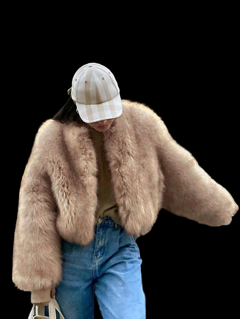 ASANDY Women'S Winter Faux Fur Long Sleeve Coat - Elegant Cold Weather Warmth, Fashionable Outerwear for Comfort Outings