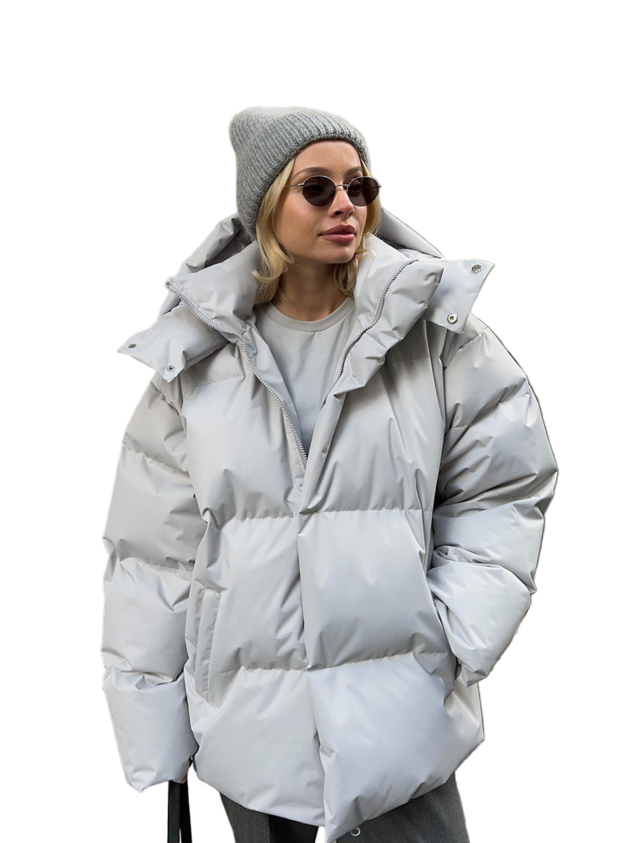 Fashion Coat with Removable Hood Cotton Jacket Winter Warm Windproof Loose Cotton Jacket Loose Parka Outerwear Clothing
