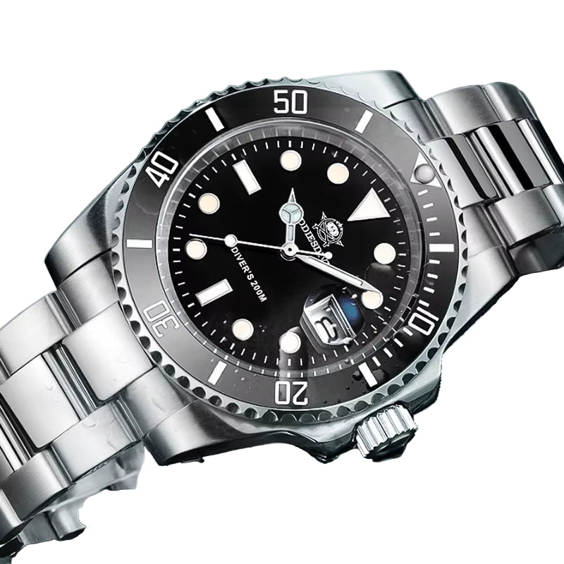 Quartz Watch Luxury Brand Men Watches Waterproof Business 41Mm Watch C3 Luminous Stainless Steel Black Diver Watch