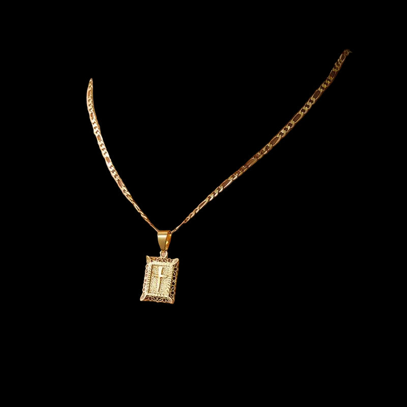 KISSYAN Gold Cross Necklace for Men Women, 14K Gold Plated Figaro Chain with Rectangular Religious Pendant, Faith Jewelry Gift