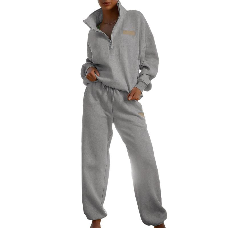 Aleumdr Women 2 Piece Outfits Sweatsuit Lounge Set Half Zip Pullover with Jogger Airport Tracksuit Matching Pants Set Outdoorfun