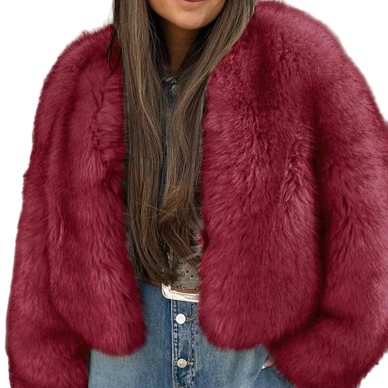 ASANDY Women'S Winter Faux Fur Long Sleeve Coat - Elegant Cold Weather Warmth, Fashionable Outerwear for Comfort Outings