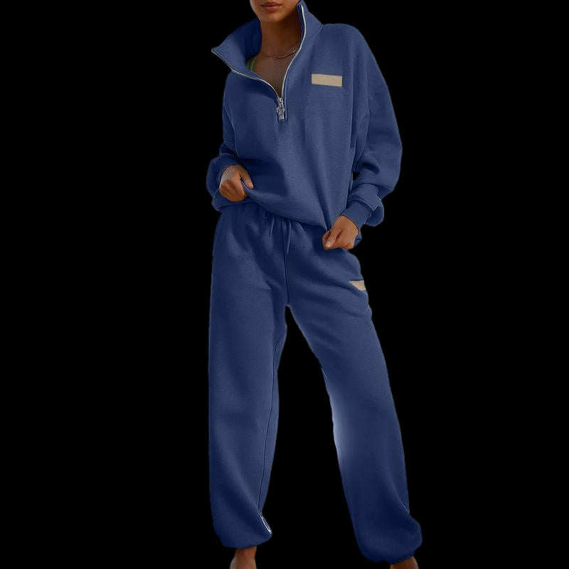 Aleumdr Women 2 Piece Outfits Sweatsuit Lounge Set Half Zip Pullover with Jogger Airport Tracksuit Matching Pants Set Outdoorfun
