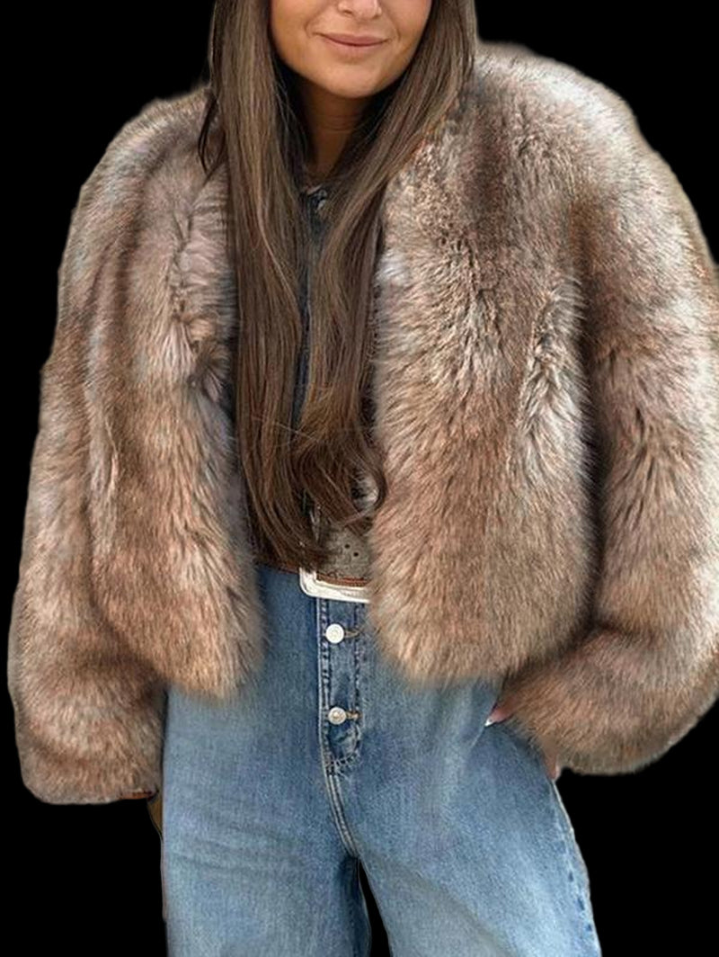 ASANDY Women'S Winter Faux Fur Long Sleeve Coat - Elegant Cold Weather Warmth, Fashionable Outerwear for Comfort Outings