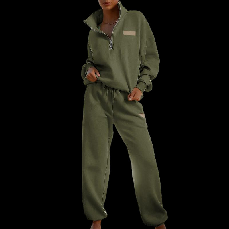 Aleumdr Women 2 Piece Outfits Sweatsuit Lounge Set Half Zip Pullover with Jogger Airport Tracksuit Matching Pants Set Outdoorfun