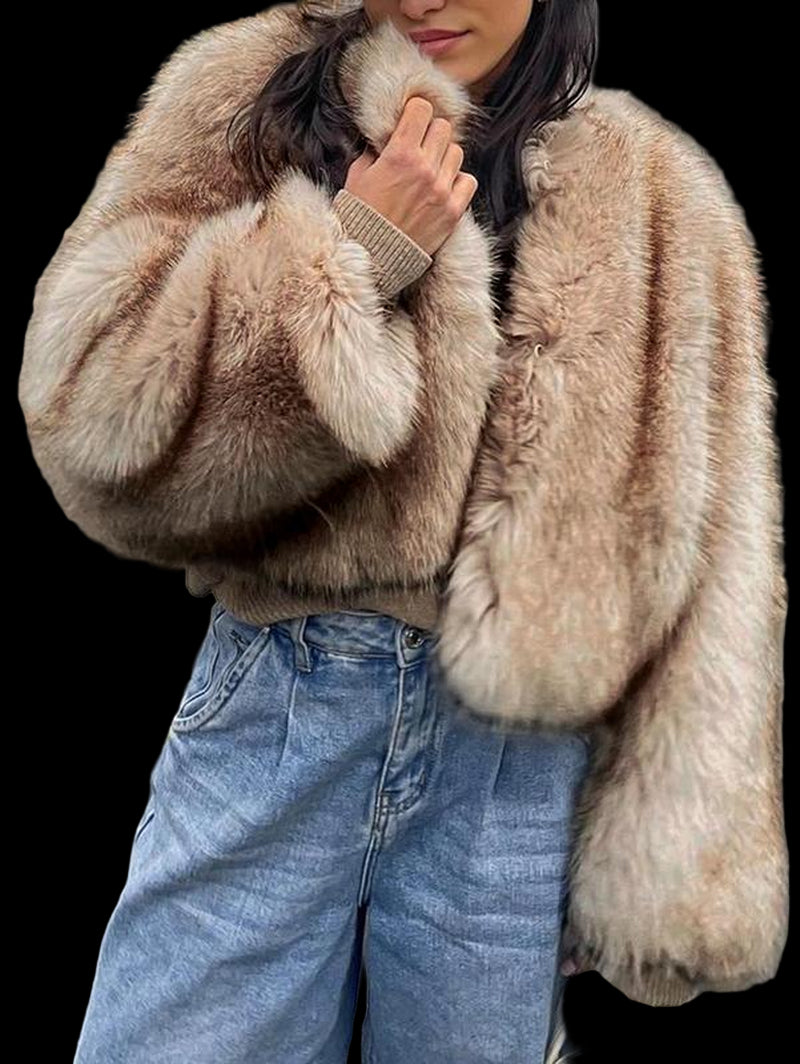 ASANDY Women'S Winter Faux Fur Long Sleeve Coat - Elegant Cold Weather Warmth, Fashionable Outerwear for Comfort Outings