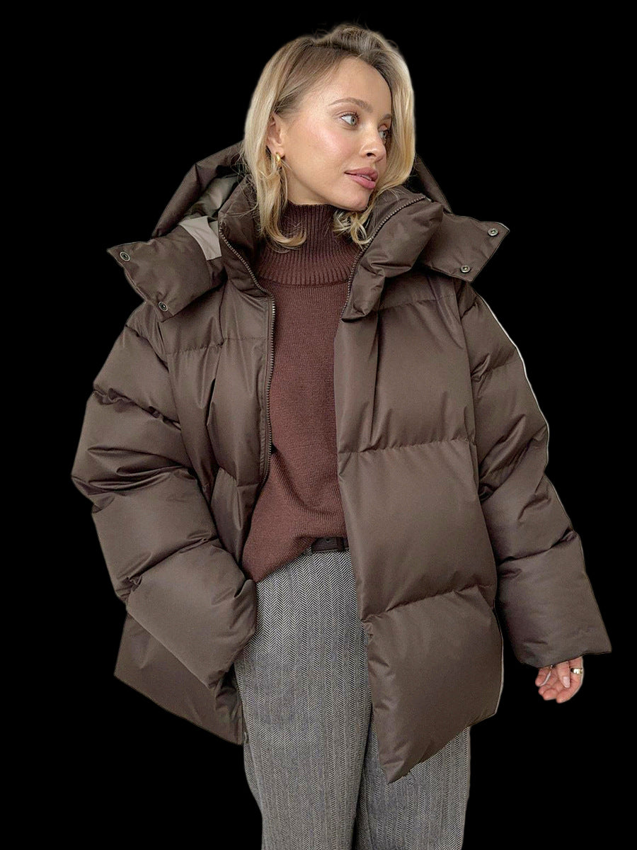 Fashion Coat with Removable Hood Cotton Jacket Winter Warm Windproof Loose Cotton Jacket Loose Parka Outerwear Clothing