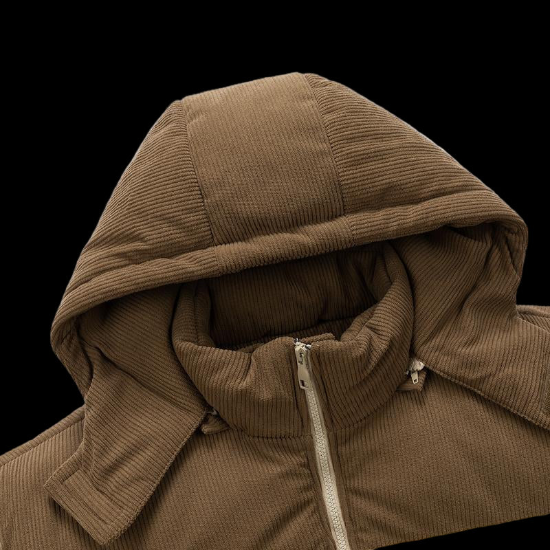 Winter Hooded Casual Fleece-Lined Men'S Coat,Removable Hood,Warm Color-Blocked Cotton Jacketcouples' Style Winter Cotton Coat, Outerwear Top.
