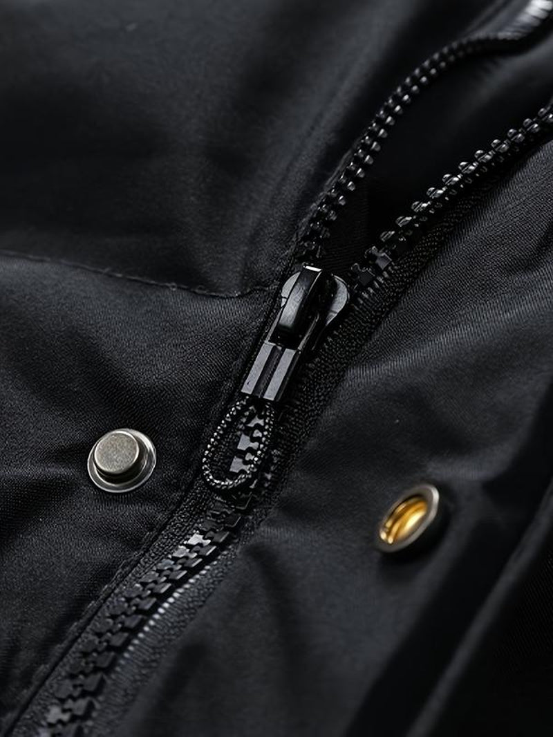 Men'S Thick Winter Warm Coat plus Size Cold Weather Jacket with Hood Long Sleeve Front Button Design Suitable for Extreme Cold Daily & Formal Occasions Durable Winter Clothing Winter Jackets Cold Weather Coats Hooded Casual Coats Black Menswear