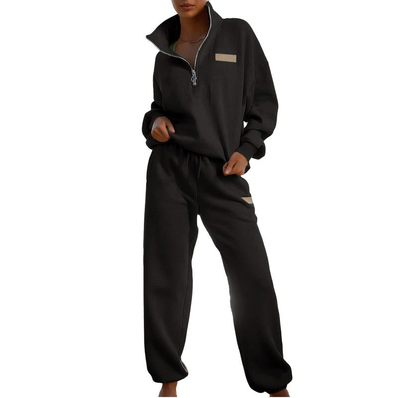 Aleumdr Women 2 Piece Outfits Sweatsuit Lounge Set Half Zip Pullover with Jogger Airport Tracksuit Matching Pants Set Outdoorfun