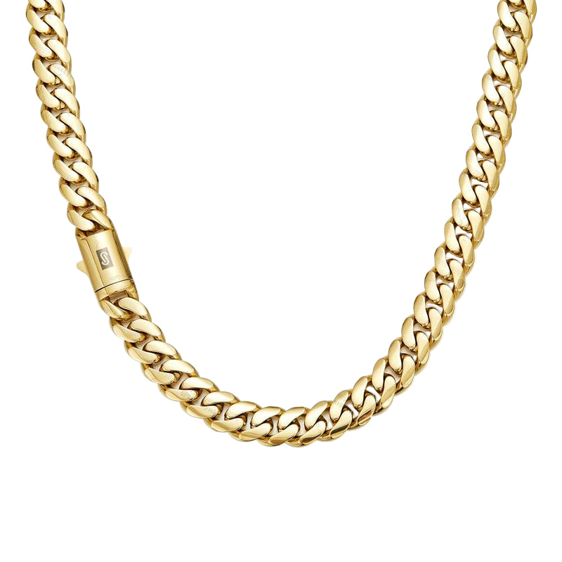 14K Gold-Plated Cuban Necklace/Bracelet Brand New "S" Logo Design| the Latest Electroplating Gold-Plating Process for Rust Prevention| Miami Hip-Hop Style Fashion Items| the Best Gift for Men and Women| Couples' Style| 8Mm/10Mm/12Mm/14Mm