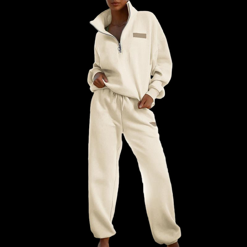 Aleumdr Women 2 Piece Outfits Sweatsuit Lounge Set Half Zip Pullover with Jogger Airport Tracksuit Matching Pants Set Outdoorfun