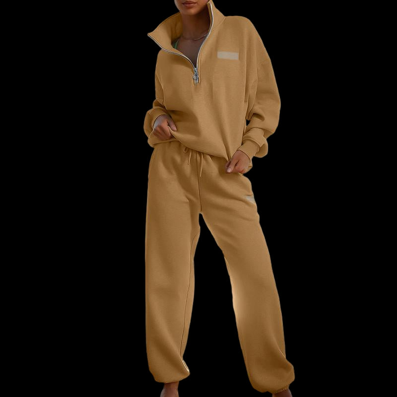 Aleumdr Women 2 Piece Outfits Sweatsuit Lounge Set Half Zip Pullover with Jogger Airport Tracksuit Matching Pants Set Outdoorfun