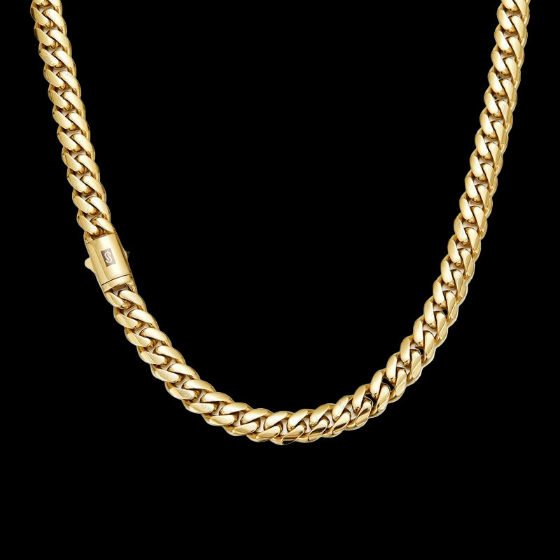 14K Gold-Plated Cuban Necklace/Bracelet Brand New "S" Logo Design| the Latest Electroplating Gold-Plating Process for Rust Prevention| Miami Hip-Hop Style Fashion Items| the Best Gift for Men and Women| Couples' Style| 8Mm/10Mm/12Mm/14Mm