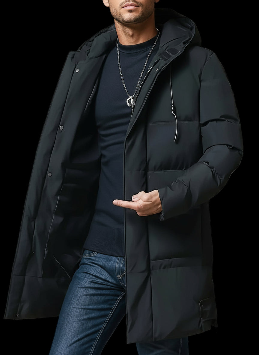Men'S Thick Winter Warm Coat plus Size Cold Weather Jacket with Hood Long Sleeve Front Button Design Suitable for Extreme Cold Daily & Formal Occasions Durable Winter Clothing Winter Jackets Cold Weather Coats Hooded Casual Coats Black Menswear