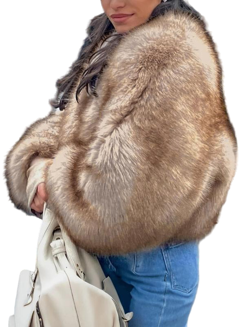 ASANDY Women'S Winter Faux Fur Long Sleeve Coat - Elegant Cold Weather Warmth, Fashionable Outerwear for Comfort Outings