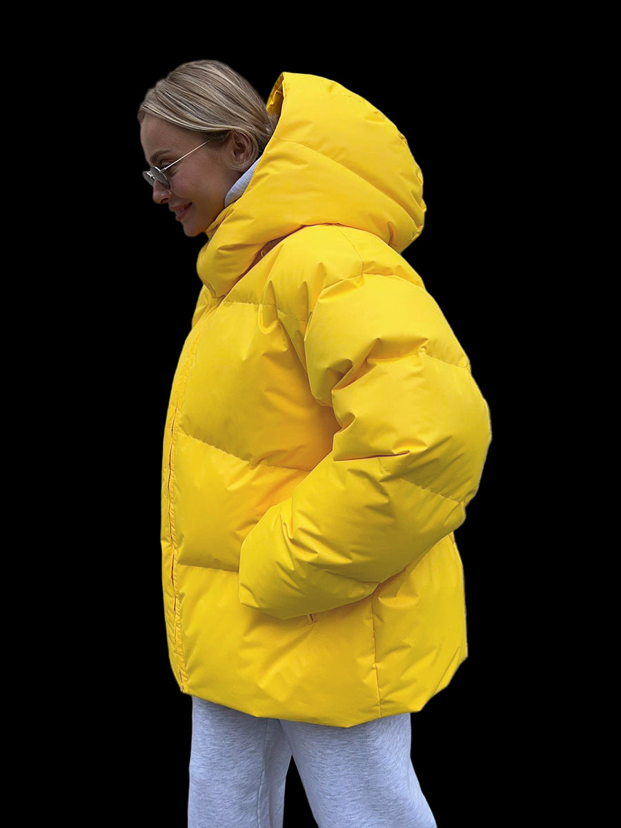 Fashion Coat with Removable Hood Cotton Jacket Winter Warm Windproof Loose Cotton Jacket Loose Parka Outerwear Clothing