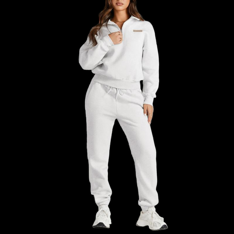 Aleumdr Women 2 Piece Outfits Sweatsuit Lounge Set Half Zip Pullover with Jogger Airport Tracksuit Matching Pants Set Outdoorfun