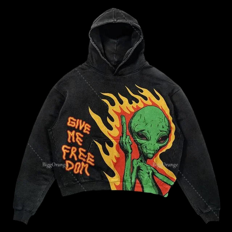 Harajuku Oversized Letter Print Streetwear High Quality Hoodie Vintage Streetwear Women Sweatshirt Goth Jacket Y2K Hoodies Women