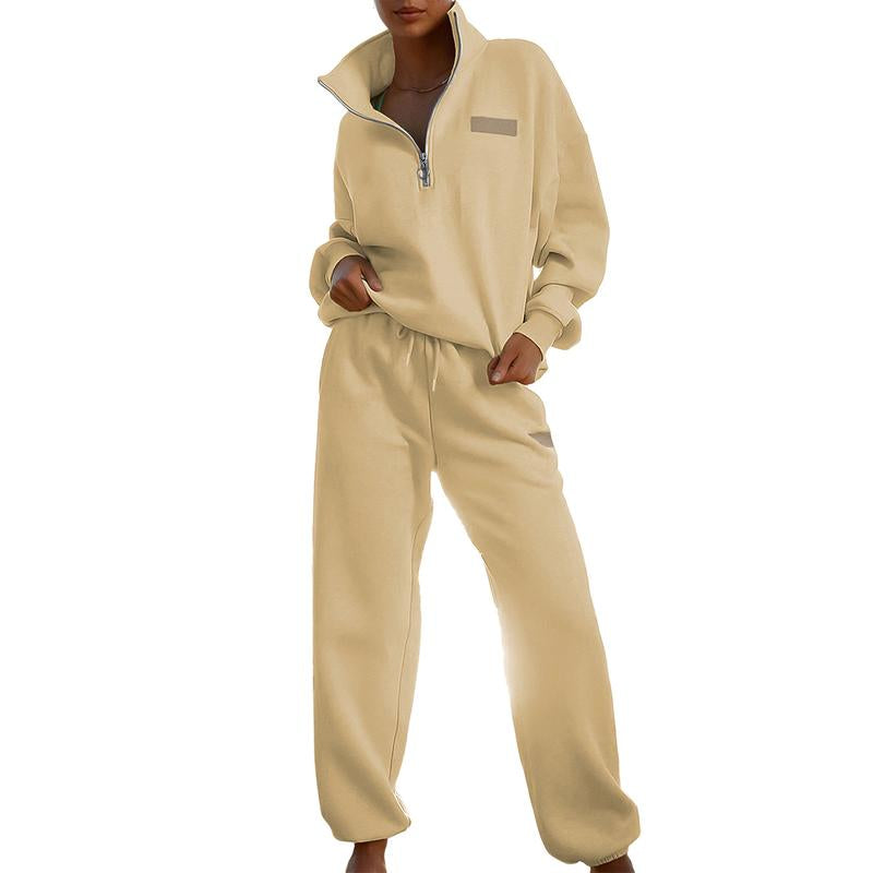 Aleumdr Women 2 Piece Outfits Sweatsuit Lounge Set Half Zip Pullover with Jogger Airport Tracksuit Matching Pants Set Outdoorfun