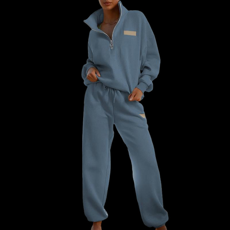 Aleumdr Women 2 Piece Outfits Sweatsuit Lounge Set Half Zip Pullover with Jogger Airport Tracksuit Matching Pants Set Outdoorfun