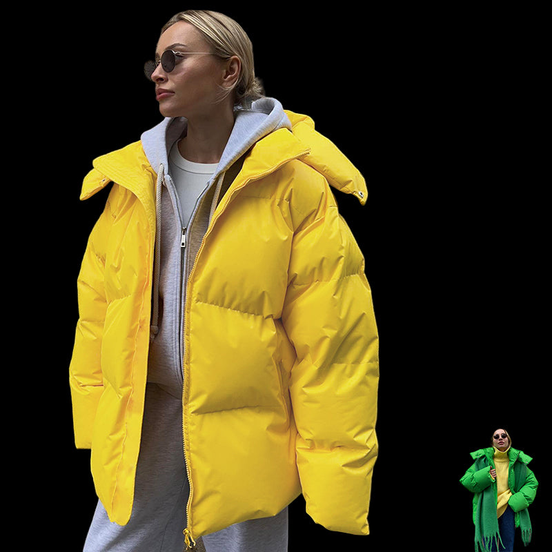 Fashion Coat with Removable Hood Cotton Jacket Winter Warm Windproof Loose Cotton Jacket Loose Parka Outerwear Clothing