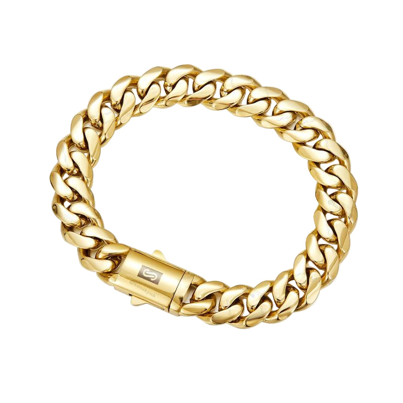 14K Gold-Plated Cuban Necklace/Bracelet Brand New "S" Logo Design| the Latest Electroplating Gold-Plating Process for Rust Prevention| Miami Hip-Hop Style Fashion Items| the Best Gift for Men and Women| Couples' Style| 8Mm/10Mm/12Mm/14Mm
