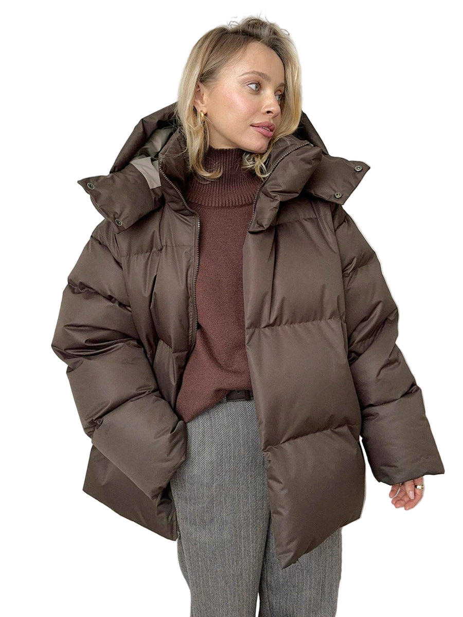 Fashion Coat with Removable Hood Cotton Jacket Winter Warm Windproof Loose Cotton Jacket Loose Parka Outerwear Clothing