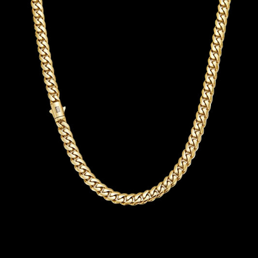 14K Gold-Plated Cuban Necklace/Bracelet Brand New "S" Logo Design| the Latest Electroplating Gold-Plating Process for Rust Prevention| Miami Hip-Hop Style Fashion Items| the Best Gift for Men and Women| Couples' Style| 8Mm/10Mm/12Mm/14Mm
