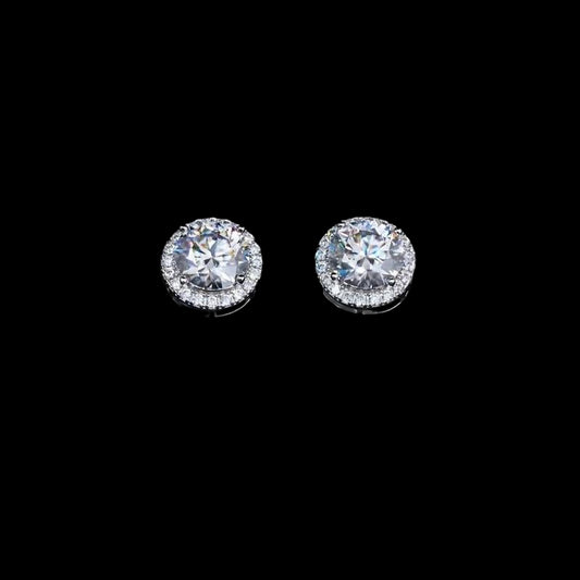A Pair of 2-Carat VVS1 Moissanite Earrings - Mature Style, 925 Sterling Silvery Earrings, Suitable for Men and Women'S Natural round Cut Imitation Faux Gemstones Moissanite Earrings