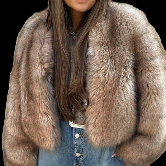 ASANDY Women'S Winter Faux Fur Long Sleeve Coat - Elegant Cold Weather Warmth, Fashionable Outerwear for Comfort Outings