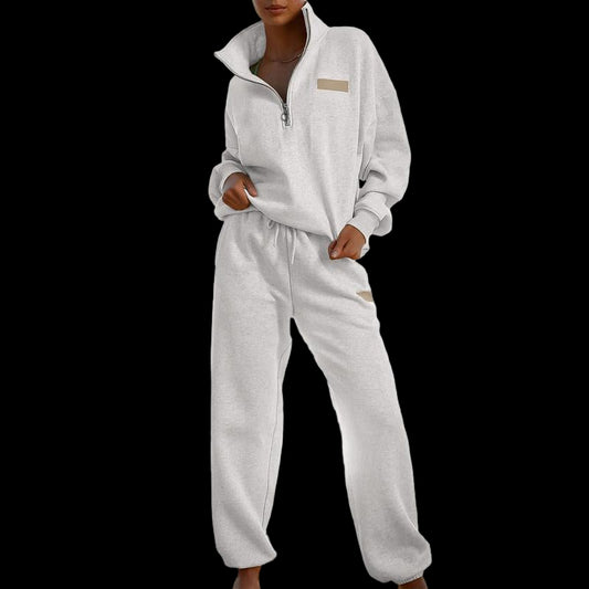 Aleumdr Women 2 Piece Outfits Sweatsuit Lounge Set Half Zip Pullover with Jogger Airport Tracksuit Matching Pants Set Outdoorfun