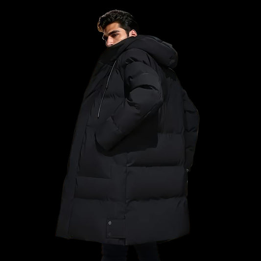 Men'S Thick Winter Warm Coat plus Size Cold Weather Jacket with Hood Long Sleeve Front Button Design Suitable for Extreme Cold Daily & Formal Occasions Durable Winter Clothing Winter Jackets Cold Weather Coats Hooded Casual Coats Black Menswear